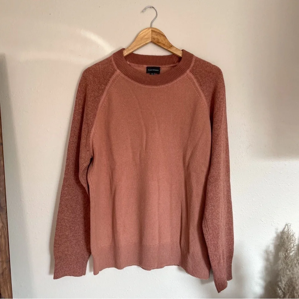 Club Monaco | Garment Dyed Colorblock Wool Sweater, Mauve/Rust/Fall